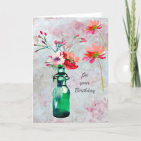 Elegante acuarela femenina Flores Cumpleaños
