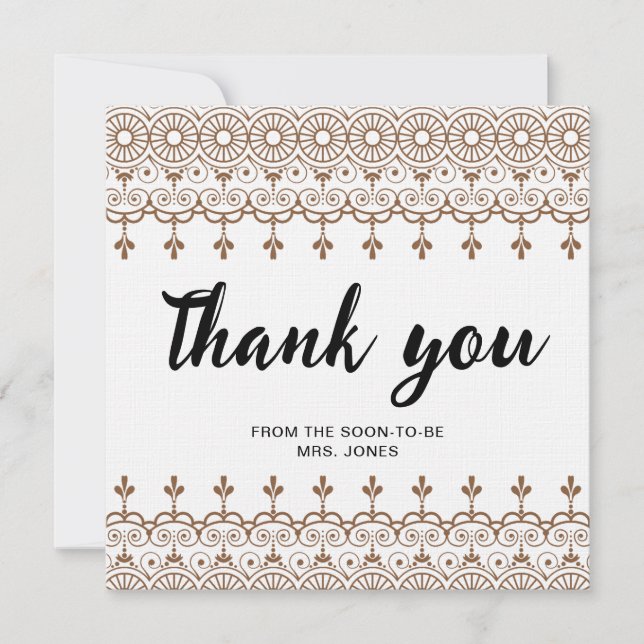 Tarjeta Elegante acuarela floral ducha de novia gracias (Anverso)