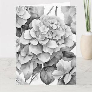 Tarjeta Elegante acuarela floral gris y blanco
