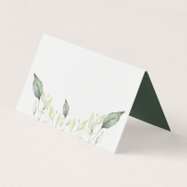 Tarjeta Elegante acuarela Green Leaves Boda Place Card