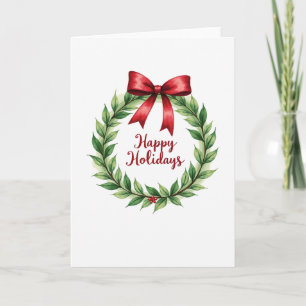 Tarjeta Elegante acuarela Wreath Happy Holidays Card