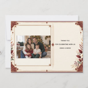 Tarjeta Elegante Agradecimiento de Foto de Boda Art Déco e