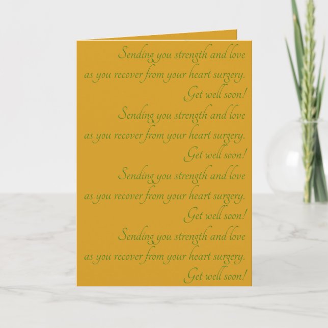 Tarjeta Elegante Amarillo Verde Que Desee Cirugía Cardíaca (Anverso)