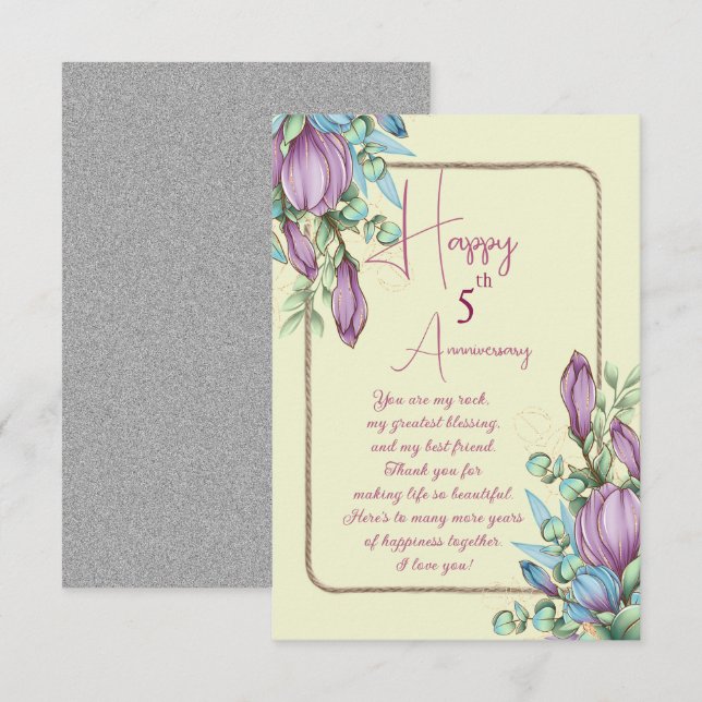 Tarjeta Elegante aniversario de bodas  (Anverso / Reverso)