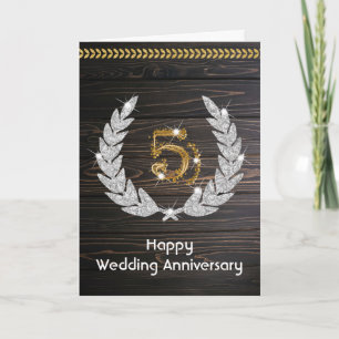 Tarjeta Elegante Aniversario de Bodas de Madera Rústica 5