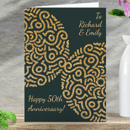 Tarjeta Elegante aniversario del Boho de Oro Verde de Mand