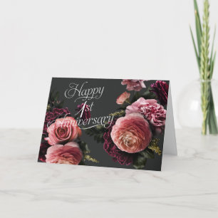 Tarjeta Elegante aniversario floral-primer Boda