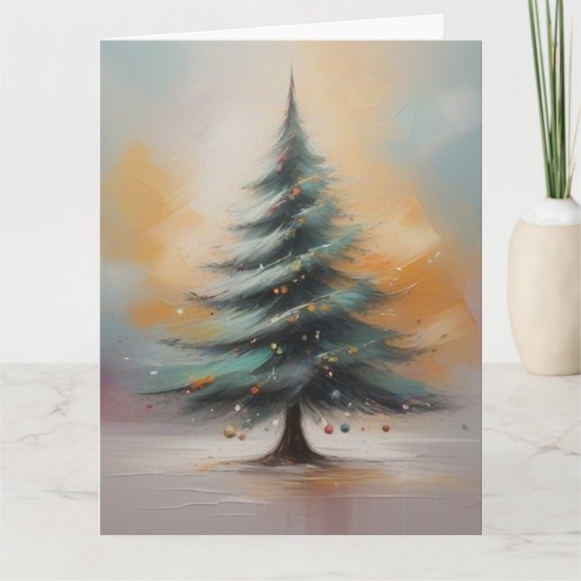 Tarjeta Elegante Árbol de Navidad acuarela (Anverso)