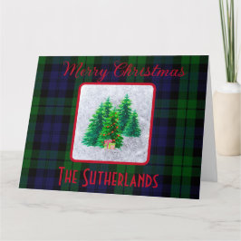 Tarjeta Elegante Árbol de Navidad Black Watch Tartan Holid