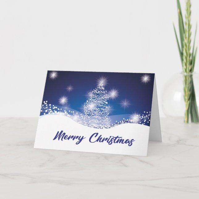 Tarjeta Elegante árbol de Navidad brillante (Anverso)