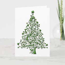 Tarjeta Elegante Árbol de Navidad Metálico Verde