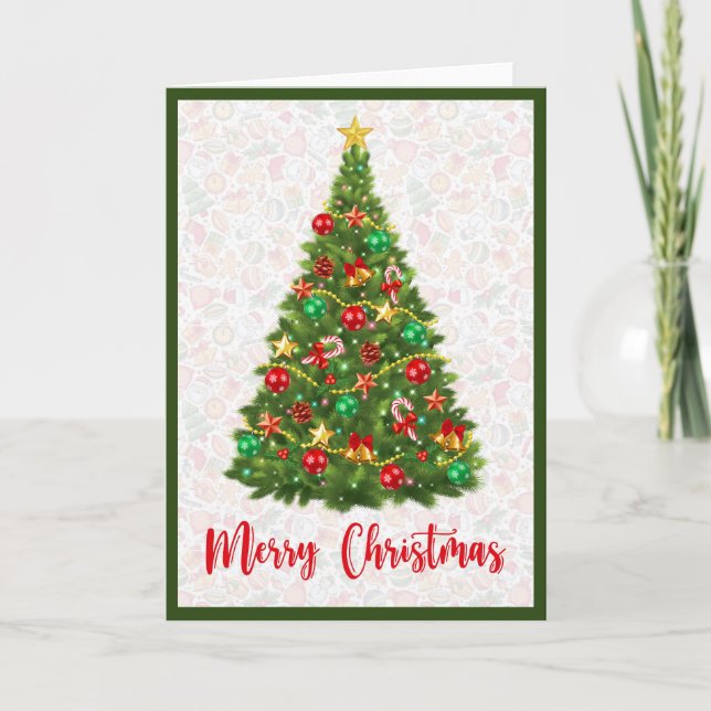 Tarjeta Elegante árbol de Navidad no fotográfico de moda d (Anverso)