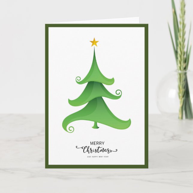 Tarjeta Elegante árbol de Navidad no fotográfico de moda d (Anverso)