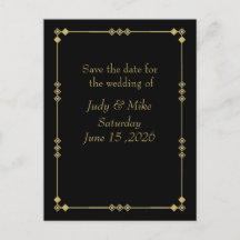 Tarjeta elegante Art Déco en negro y dorado para g