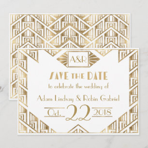 Tarjeta elegante Art Deco para guardar la fecha de