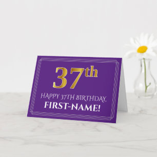 Tarjeta Elegante aspecto de oro falso Cumpleaños número 37
