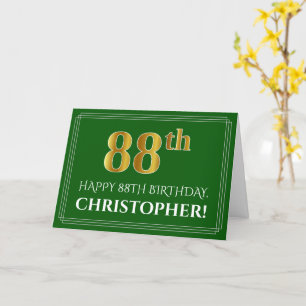 Tarjeta Elegante aspecto de oro falso para el 88 cumpleaño