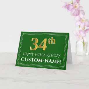 Tarjeta Elegante aspecto de oro falso para el cumpleaños n