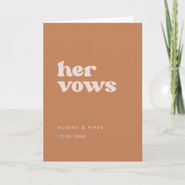 Tarjeta Elegante azúcar marrón retro Su promete boda (Anverso)