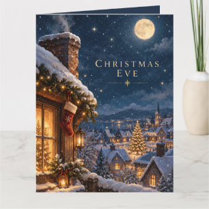 Tarjeta Elegante azul cobalto Chinoiserie Navidad