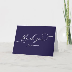 Tarjeta Elegante Azul Marino Y Blanco Agradecimiento Con L