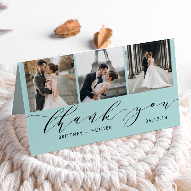 Tarjeta Elegante Baby Blue 3 Collage de fotos Gracias (Subido por el creador)