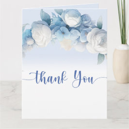 Tarjeta Elegante Baby Shower Dusty Blue Floral Gracias