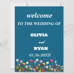 Tarjeta elegante bienvenida a nuestro letrero de boda