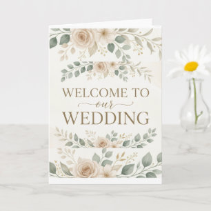 Tarjeta Elegante Bienvenida Floral Acuarela para Boda