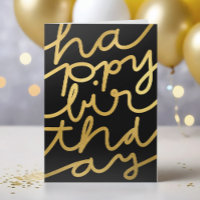 Elegante Black Faux Gold Business Feliz cumpleaños