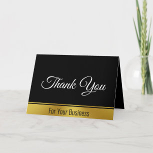 Tarjeta Elegante blanco negro y negocios de oro gracias