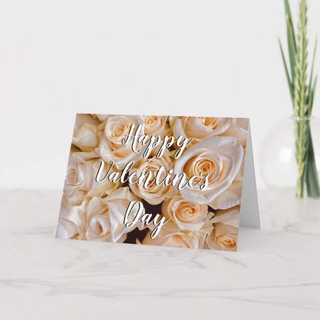 Tarjeta Elegante blanco Roses Floral Mejor Amigo de San Va (Anverso)