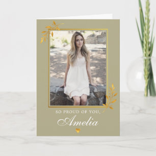 Tarjeta Elegante Blush Verde Dorado Foto Graduación
