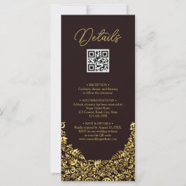 Tarjeta Elegante Boda de código QR de Maroon Dorado