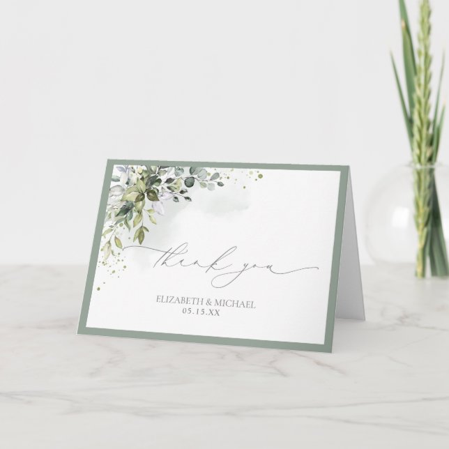 Tarjeta Elegante Boda de fotografía floral de vegetación b (Anverso)