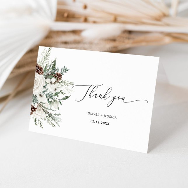 Tarjeta Elegante boda de invierno verde gracias (Subido por el creador)