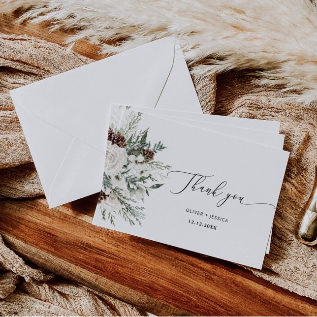 Tarjeta Elegante boda de invierno verde gracias (Subido por el creador)