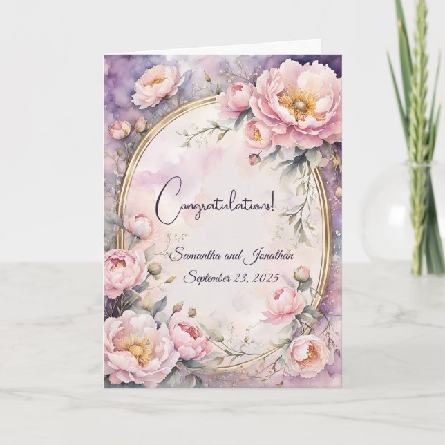 Tarjeta Elegante Boda de marco ovalado rosado (Anverso)
