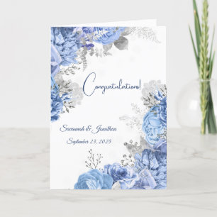 Tarjeta Elegante Boda floral azul personalizado