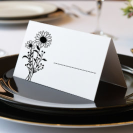 Tarjeta Elegante Boda floral Minimalista blanco negro