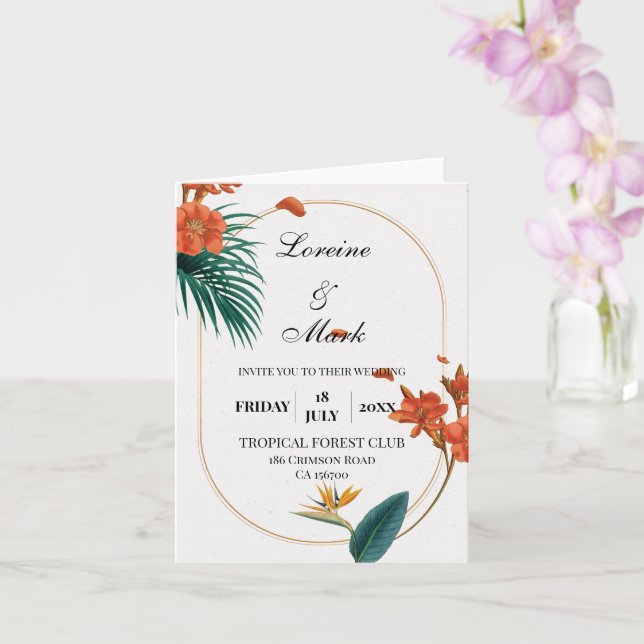 Tarjeta Elegante Boda tropical floral (Orquídea)
