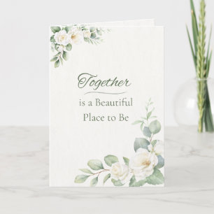 Tarjeta Elegante Boda Vintage Rosa Blanca Eucalipto Amor