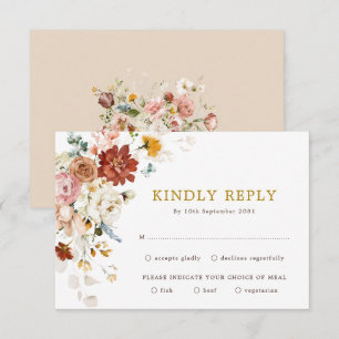 Tarjeta Elegante Boho Garden Flor Bouquet Wedding RSVP