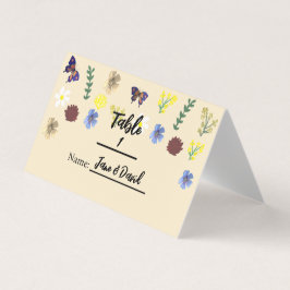 Tarjeta Elegante Boho Wildflower Eggshell Place Cards
