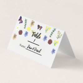 Tarjeta Elegante Boho Wildflower White Place Cards