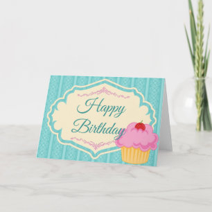 Tarjeta Elegante Bonito Pastel rosa Feliz Cumpleaños Tarje