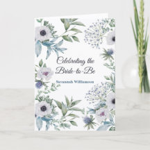 Elegante Bridal Shower Botánico Verde Azul