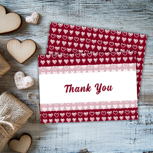 Tarjeta Elegante Burgundy Encaje Corazones Blancos Gracias