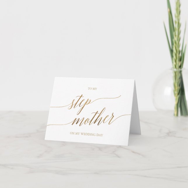 Tarjeta Elegante Caligrafía en Oro para Mi Madrastra (Anverso)