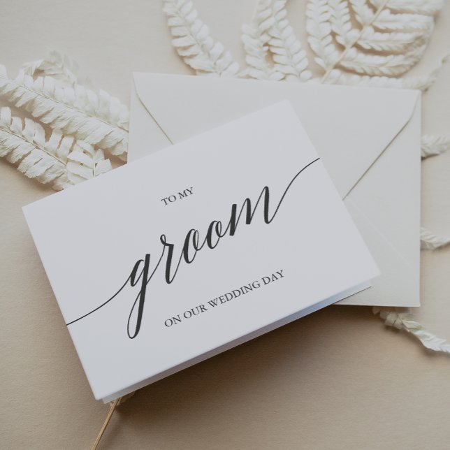 Tarjeta Elegante Caligrafía Gris Oscuro A Mi Cachorro (Elegant Dark Gray Calligraphy To My Groom Card)
